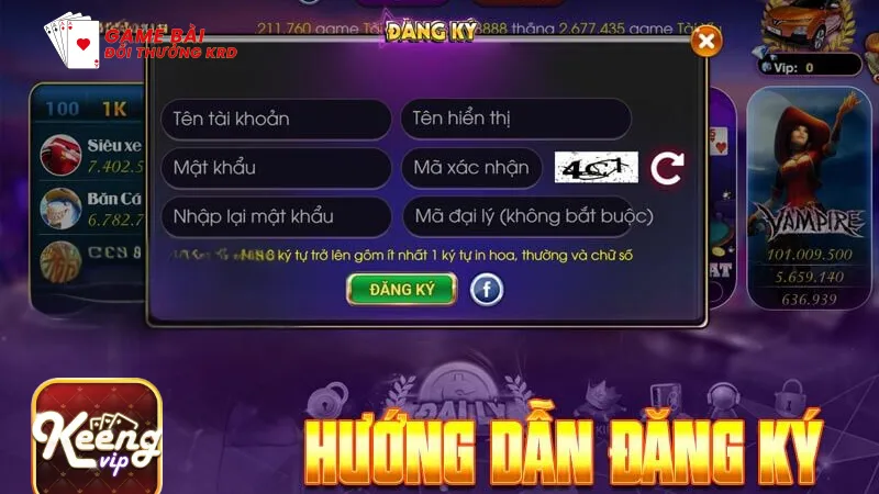 Hướng dẫn đăng ký tại keengvip